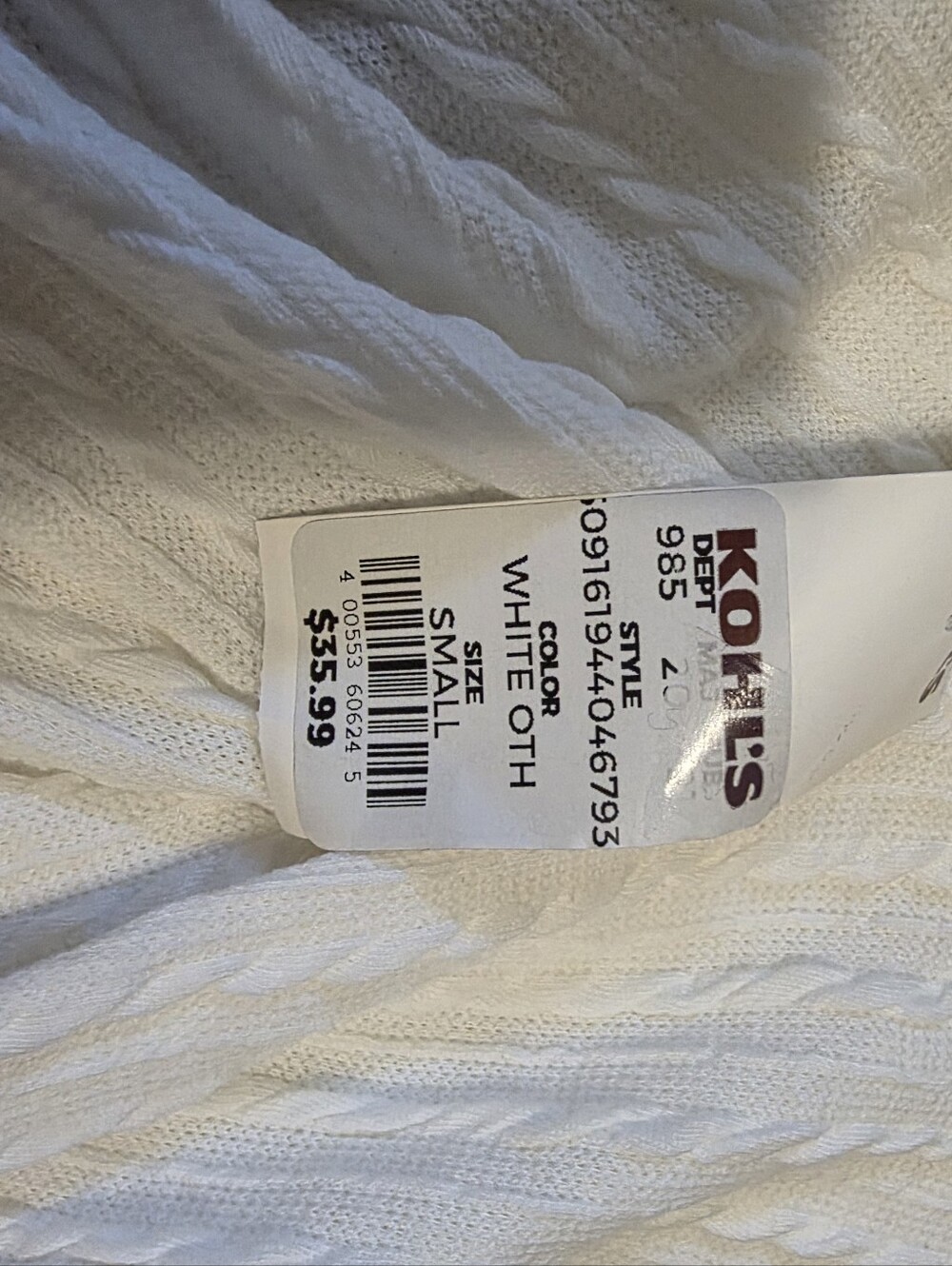 Kohl's White Long-Sleeve Textured Crew Top - Picture 6 of 6